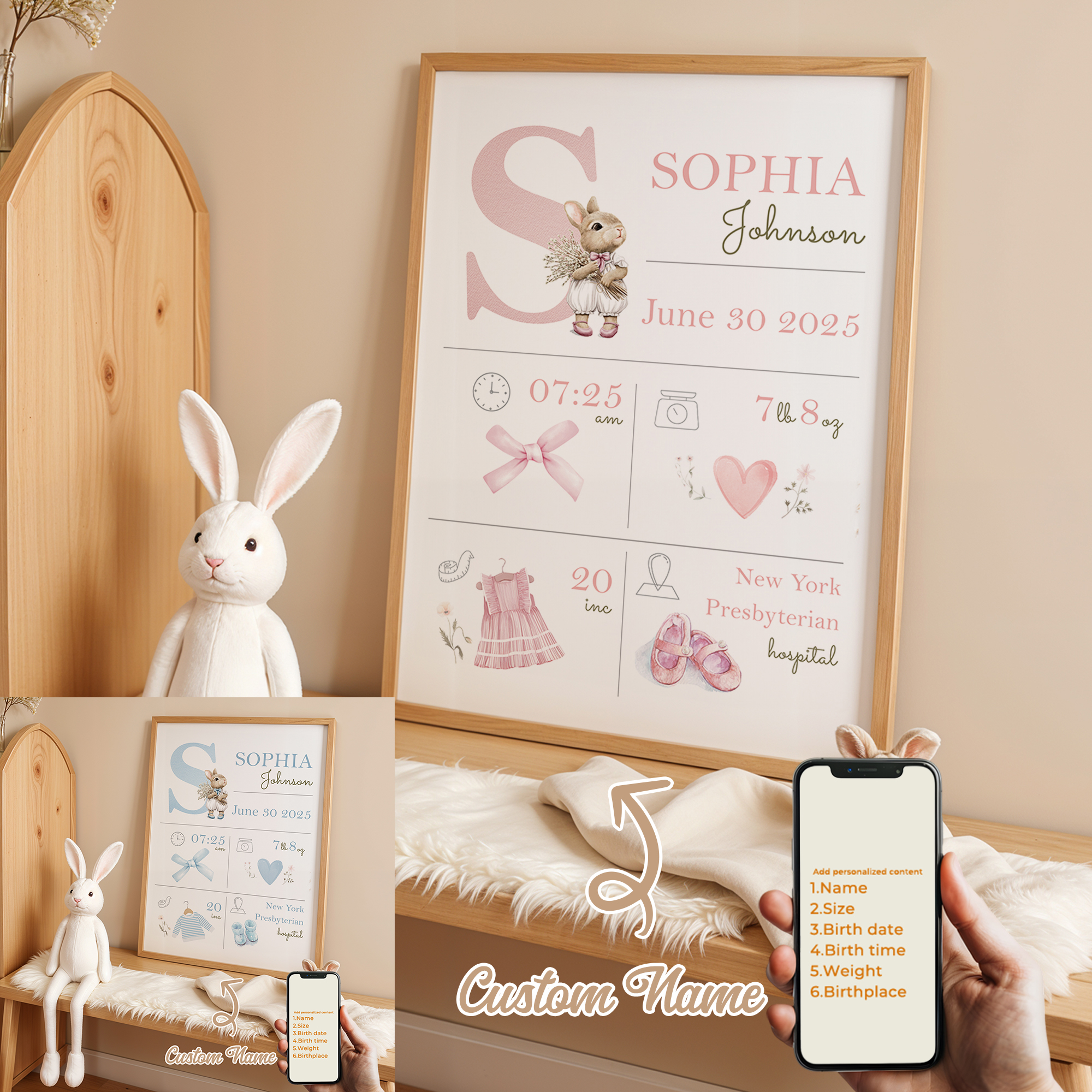 Photography Image - Personalized Custom Name Cartoon Child Birth