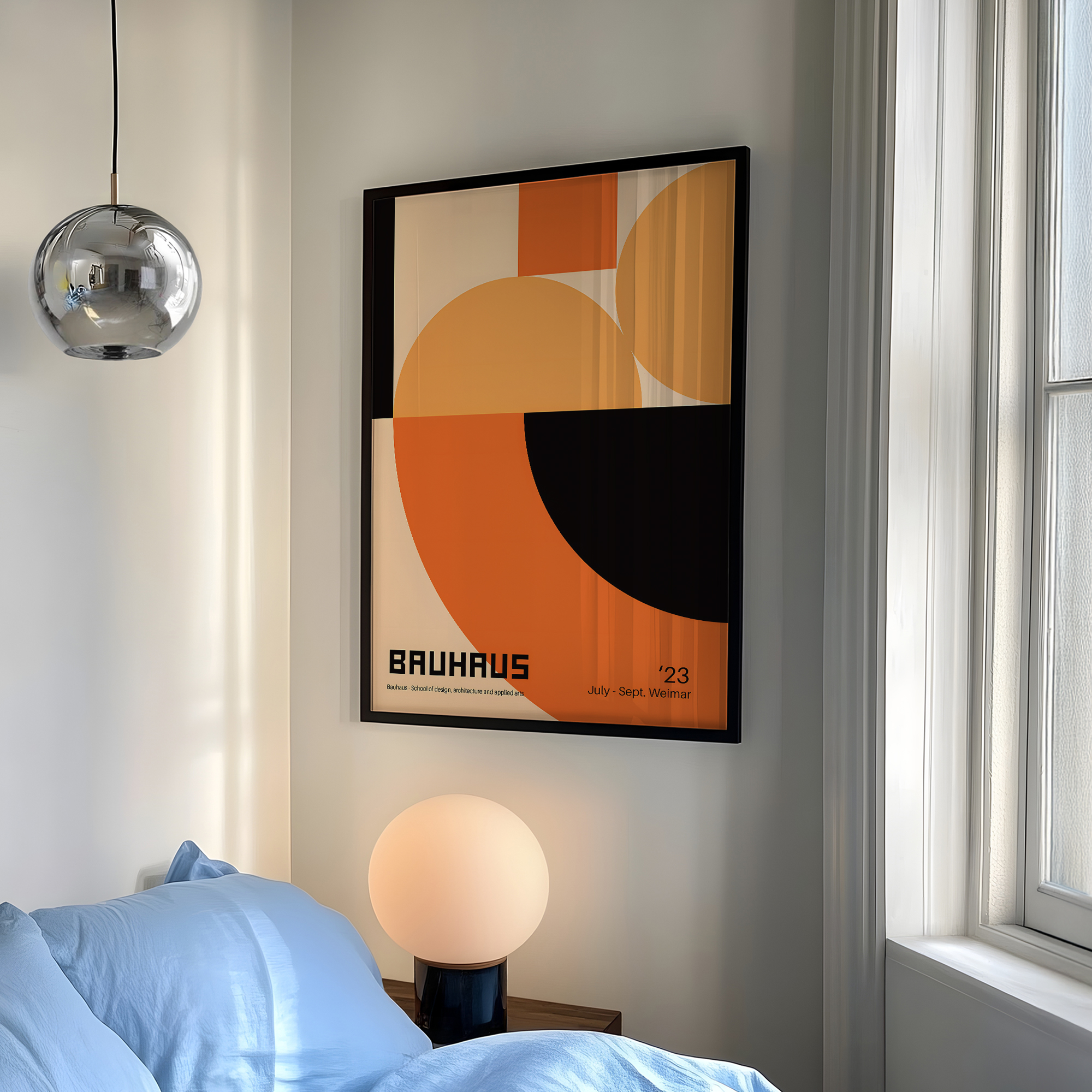 Photography Image - Modern Geometry Bauhaus School Orange Wall
