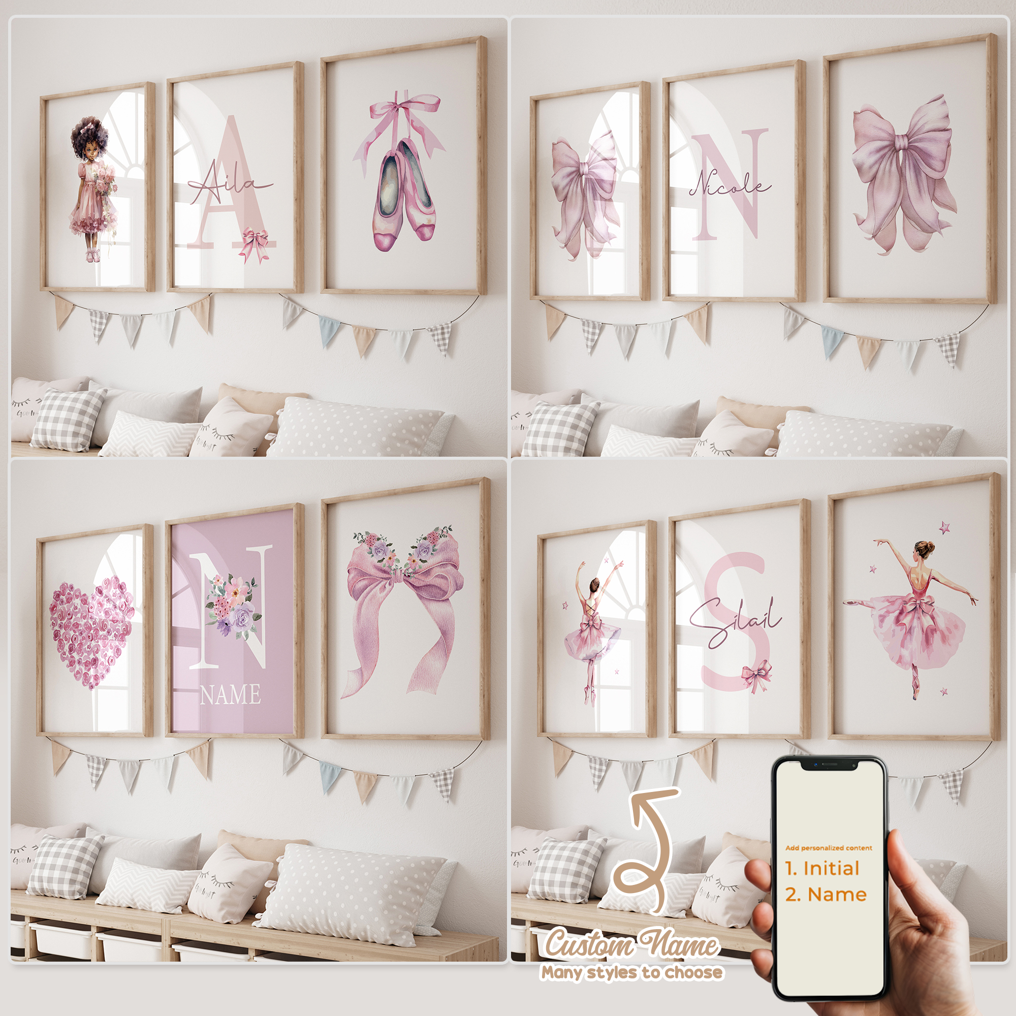 Photography Image - 3pcs Personalized Custom Name Cartoon Child