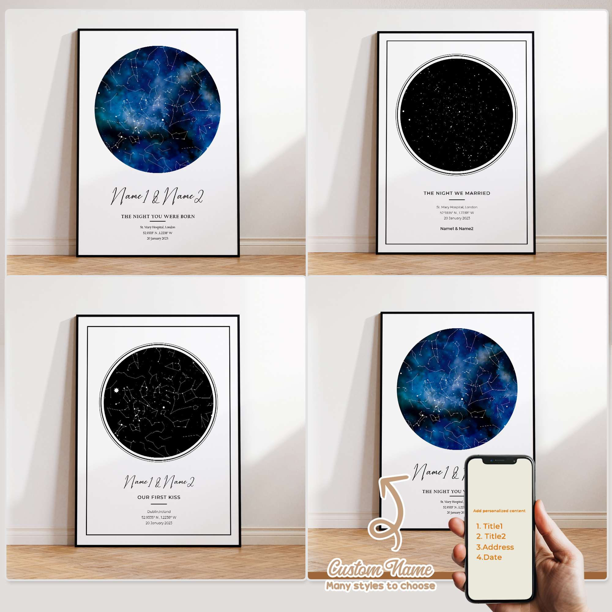 Photography Image - Modern Custom Personalized Night Sky Star