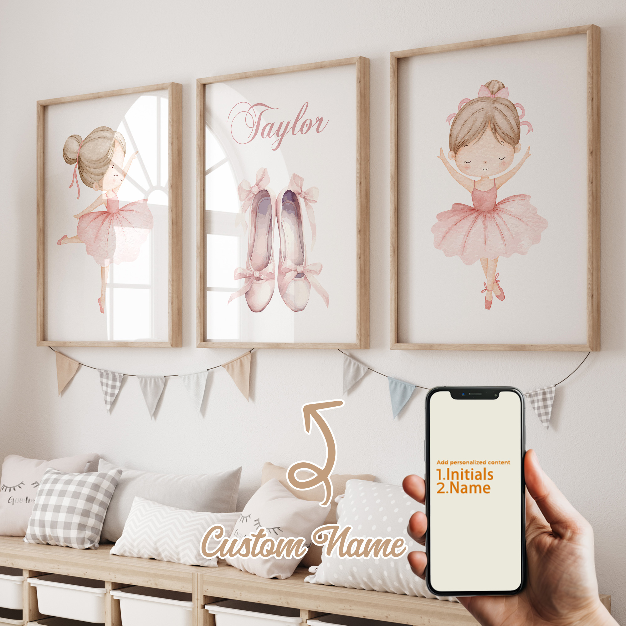 Photography Image - 3pcs Personalized Custom Name Cartoon Child