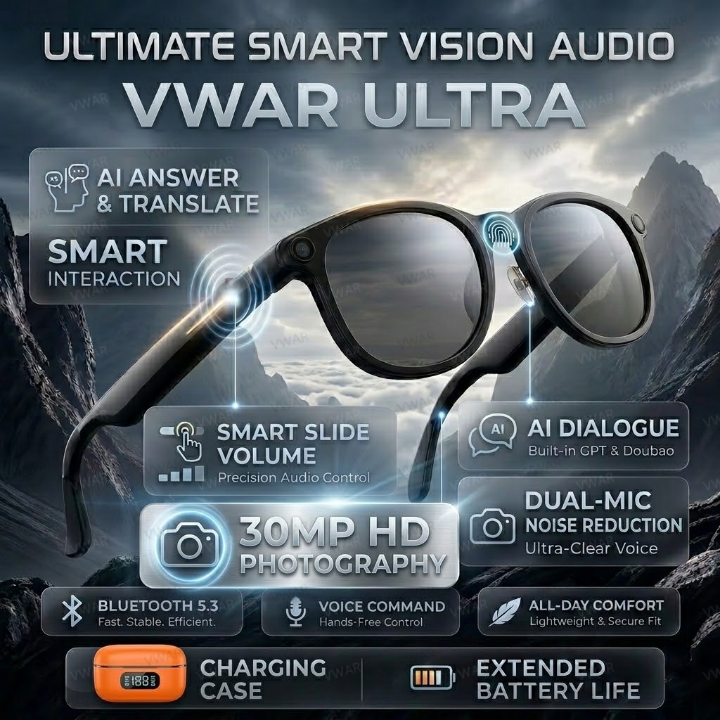 VWAR Smart Glasses with 3600mA - Photography Translate recension och pris