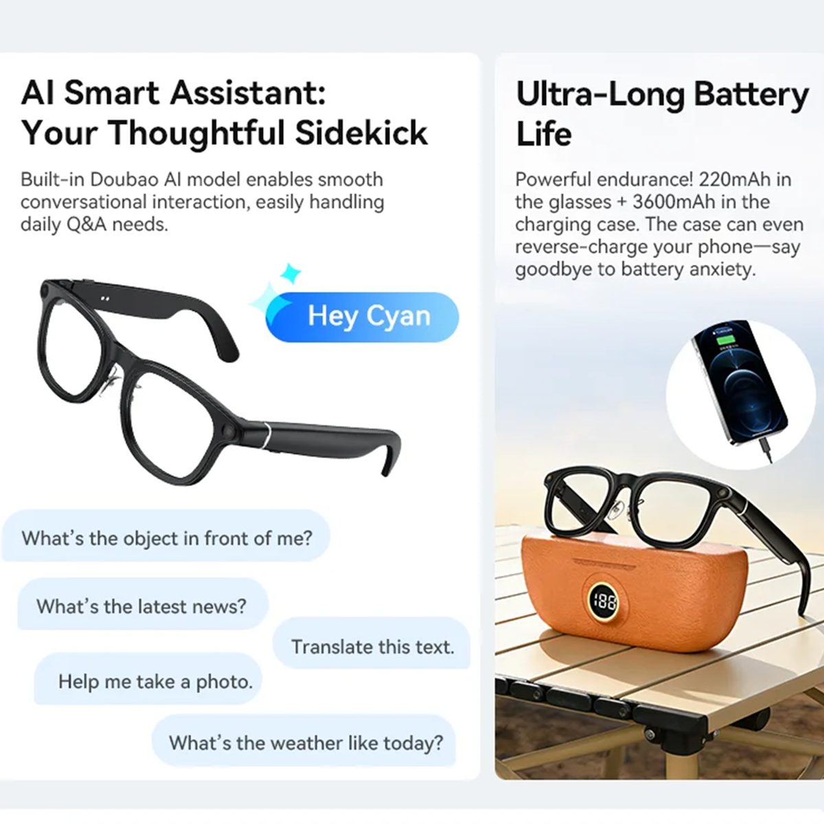 VWAR Smart Glasses with 3600mA - Photography Translate recension och pris