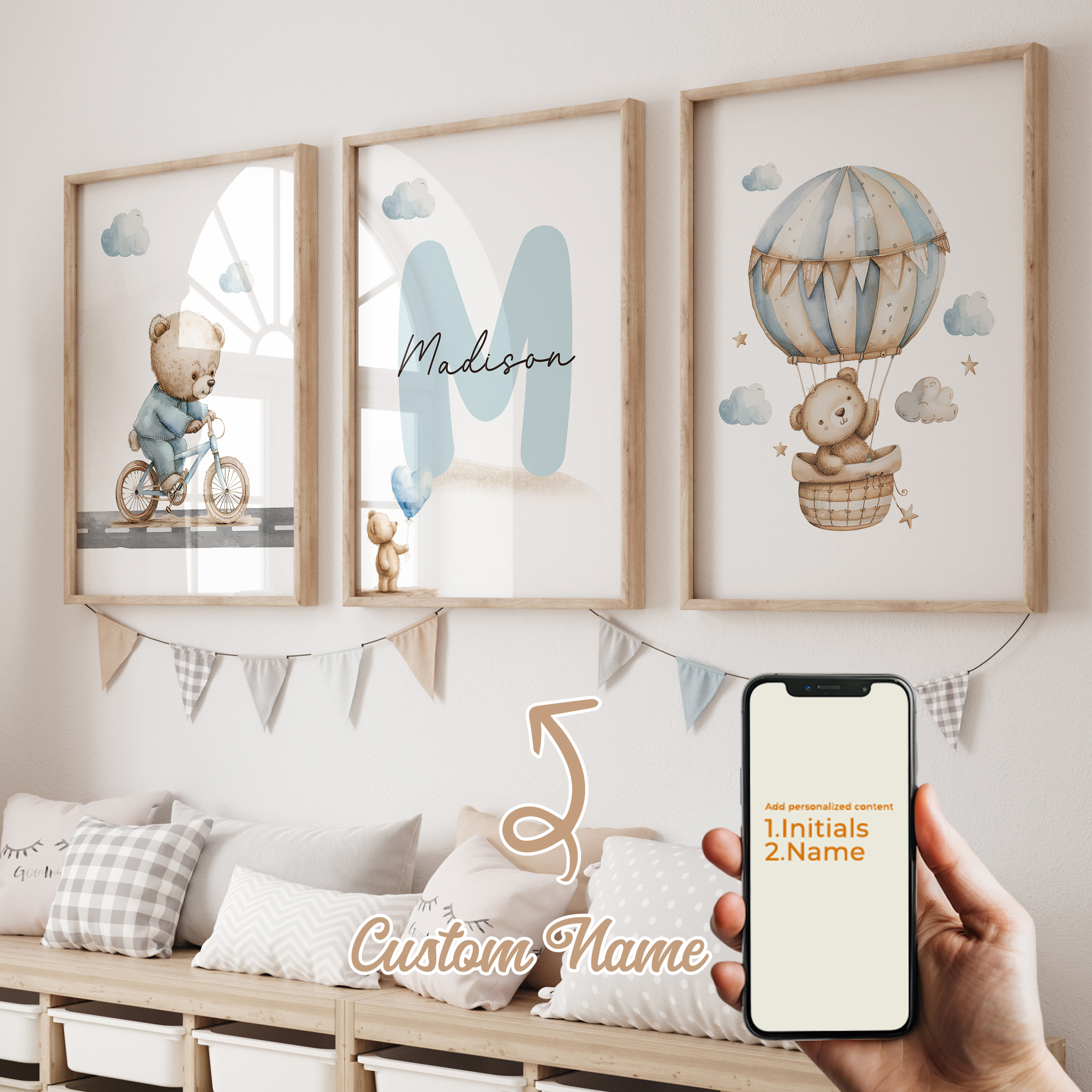 3pcs Personalized Name Blue Be - Photography Image recension och pris